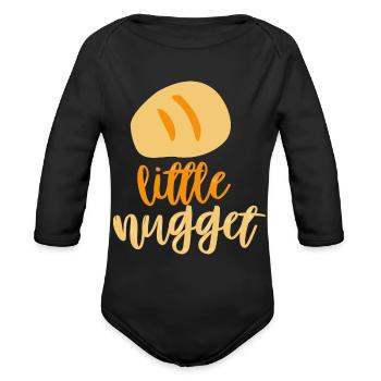 Little Nugget - Organic Long Sleeve Baby Bodysuit - black - Front