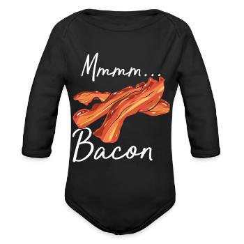 Mhh Bacon Bbq Bacon Strips Pork Ham Breakfast - Organic Long Sleeve Baby Bodysuit - black - Front