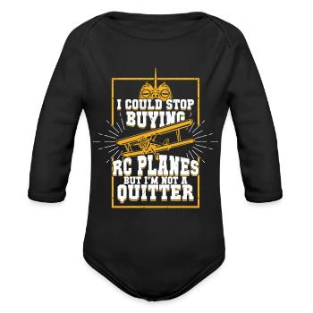 Rc Plane Remote Radio Control Controlled Gift - Organic Long Sleeve Baby Bodysuit - black - Front