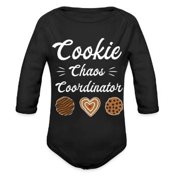 Cookie Chaos Coordinator - Organic Long Sleeve Baby Bodysuit - black - Front