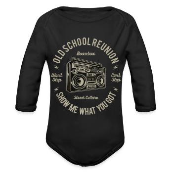 Boombox Old School - Organic Long Sleeve Baby Bodysuit - black - Front