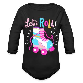 Roller Skating Roller Skate hippie - Organic Long Sleeve Baby Bodysuit - black - Front