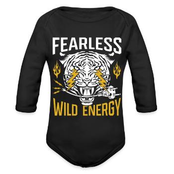 Fearless. Wild energy. - Organic Long Sleeve Baby Bodysuit - black - Front
