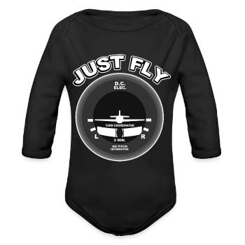 Pilot Shirt • Just Fly • Plane Gift - Organic Long Sleeve Baby Bodysuit - black - Front