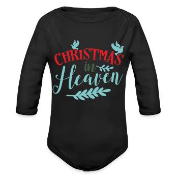Christmas In Heaven - Organic Long Sleeve Baby Bodysuit - black - Front