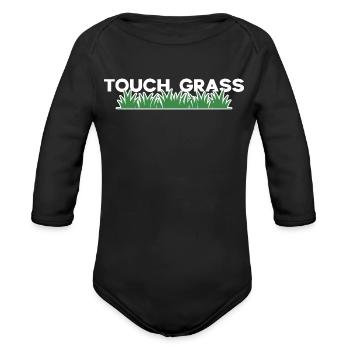 Touch Grass - Organic Long Sleeve Baby Bodysuit - black - Front