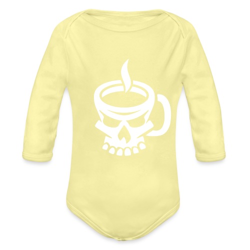 Caffeinated Coffee Skull - Organic Long Sleeve Baby Bodysuit