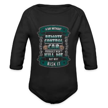 Model Maker Remote Controlled Car Model Making - Organic Long Sleeve Baby Bodysuit - black - Front