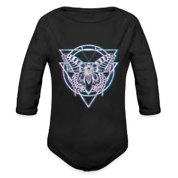 Butterfly Insects - Organic Long Sleeve Baby Bodysuit - black - Front
