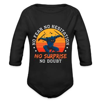 Warrior Fighter Dagger Fight - Organic Long Sleeve Baby Bodysuit - black - Front