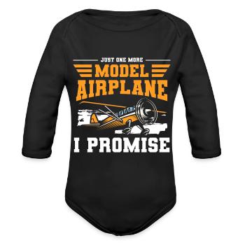 Model Flight Remote Control - Organic Long Sleeve Baby Bodysuit - black - Front