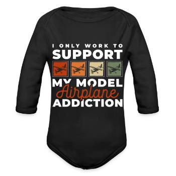 Model Maker Flying Remote Control - Organic Long Sleeve Baby Bodysuit - black - Front