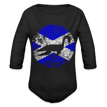Loch Ness Monster Scottish Flag - Organic Long Sleeve Baby Bodysuit - black - Front