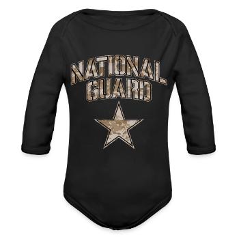 National Guard For Women And Men (Camo) - Organic Long Sleeve Baby Bodysuit - black - Front
