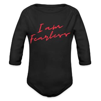 I am fearless - Organic Long Sleeve Baby Bodysuit - black - Front