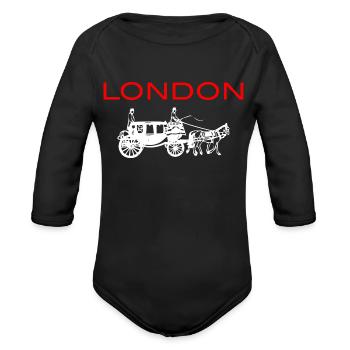 London - Organic Long Sleeve Baby Bodysuit - black - Front
