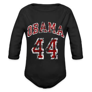44Th President Barack Obama - Organic Long Sleeve Baby Bodysuit - black - Front