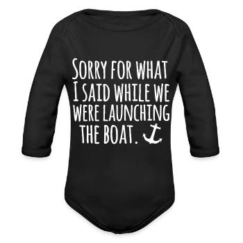 Water Ski Summer Boating waterski lake time boat - Organic Long Sleeve Baby Bodysuit - black - Front