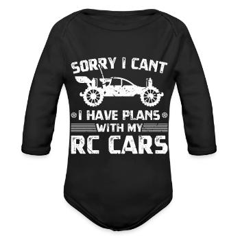 RC Car Hobby Remote Control Car - Organic Long Sleeve Baby Bodysuit - black - Front