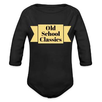 Old school classics - Organic Long Sleeve Baby Bodysuit - black - Front