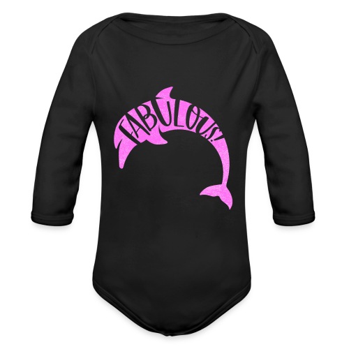 Fabulous Dolphin, Pink - Organic Long Sleeve Baby Bodysuit
