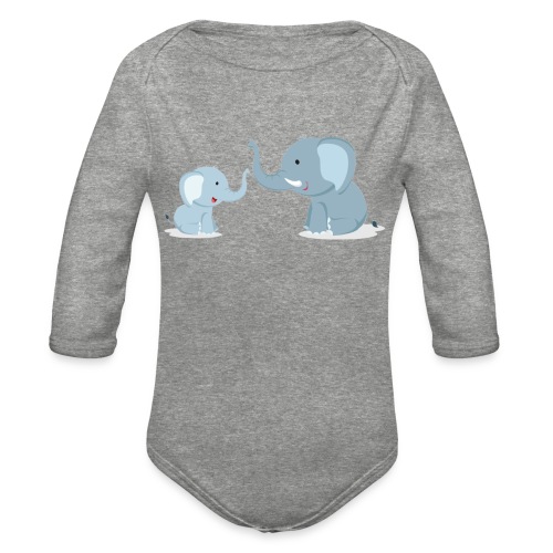 Father and Baby Son Elephant - Organic Long Sleeve Baby Bodysuit