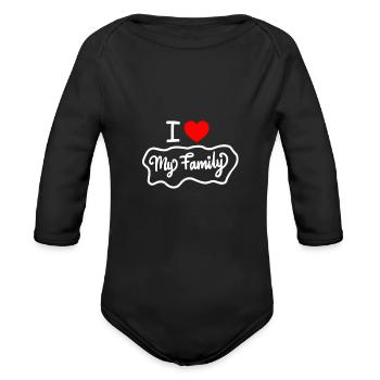 I Love My Family Funny design Classic - Organic Long Sleeve Baby Bodysuit - black - Front