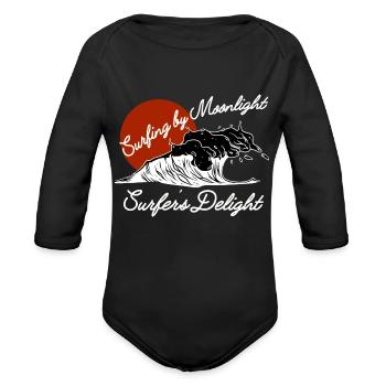 Surfing by Moonlight Surfer's Delight - Organic Long Sleeve Baby Bodysuit - black - Front
