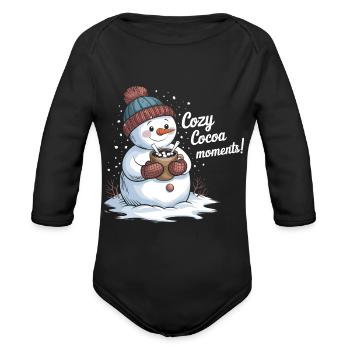 Cozy Cocoa Moments! - Organic Long Sleeve Baby Bodysuit - black - Front