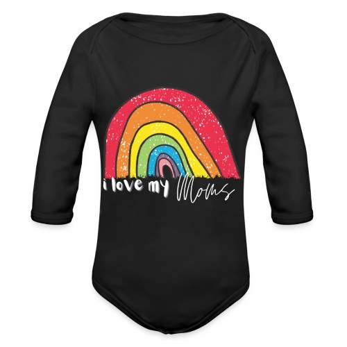 3D&S Creations - Rainbow I love my Moms - Organic Long Sleeve Baby Bodysuit