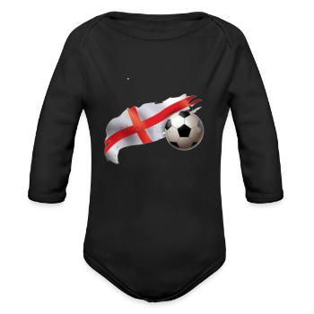england away shirt - Organic Long Sleeve Baby Bodysuit - black - Front