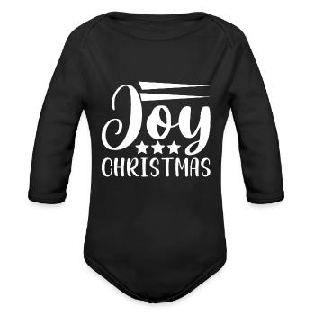 Joy Christmas - Organic Long Sleeve Baby Bodysuit - black - Front
