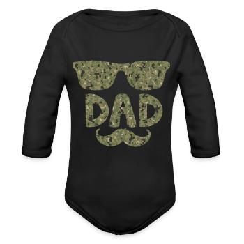 Dad Life Camo - Organic Long Sleeve Baby Bodysuit - black - Front