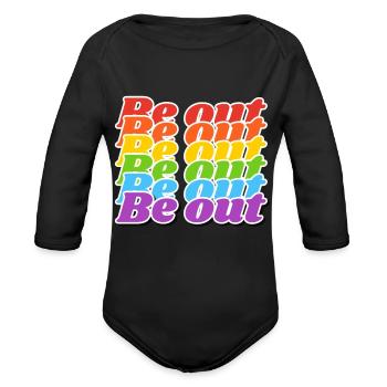 Be out trending - Organic Long Sleeve Baby Bodysuit - black - Front