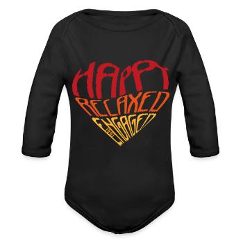 Happy Relaxed Engaged Applied Behavior Analysis - Organic Long Sleeve Baby Bodysuit - black - Front