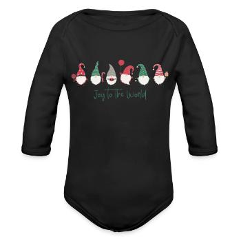 Joy to the world - Organic Long Sleeve Baby Bodysuit - black - Front