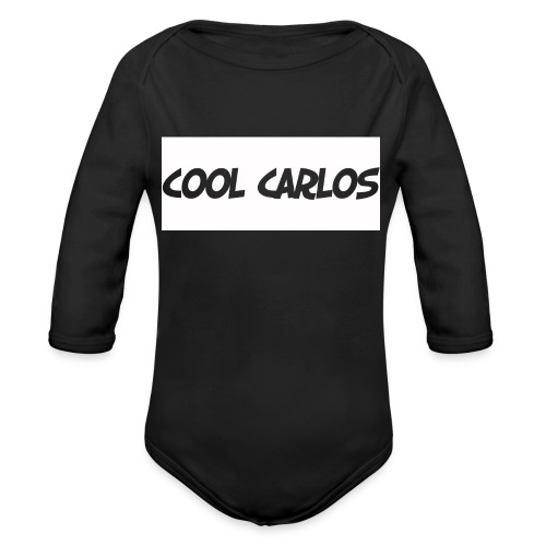WHITE COOL CARLOS LOGO - Organic Long Sleeve Baby Bodysuit