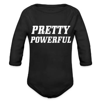Pretty Powerful - Organic Long Sleeve Baby Bodysuit - black - Front