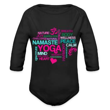 Joy Of Yoga - Organic Long Sleeve Baby Bodysuit - black - Front
