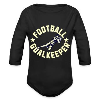 Goalkeeper: The Last Line of Defense - Organic Long Sleeve Baby Bodysuit - black - Front