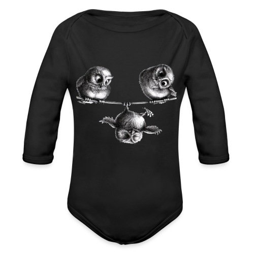 three owls - freedom and fun - Organic Long Sleeve Baby Bodysuit