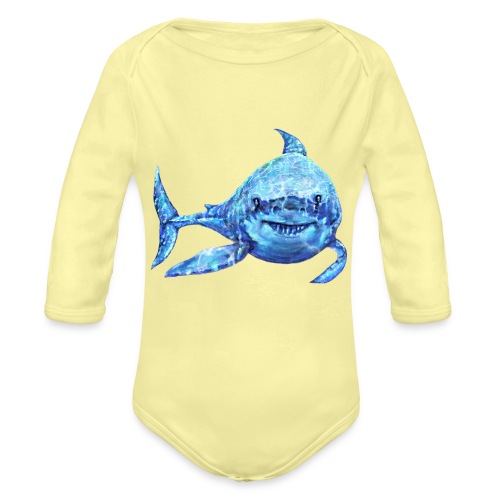 sharp shark - Organic Long Sleeve Baby Bodysuit