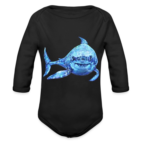 sharp shark - Organic Long Sleeve Baby Bodysuit