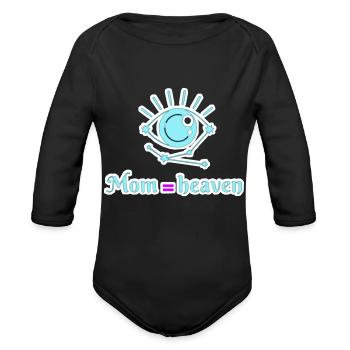 Mom is heaven - Organic Long Sleeve Baby Bodysuit - black - Front