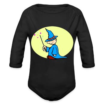 Little Wizard - Organic Long Sleeve Baby Bodysuit - black - Front