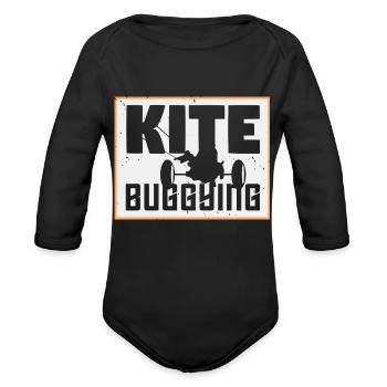 Kite Buggying - Organic Long Sleeve Baby Bodysuit - black - Front