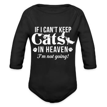 Cats In Heaven - Organic Long Sleeve Baby Bodysuit - black - Front
