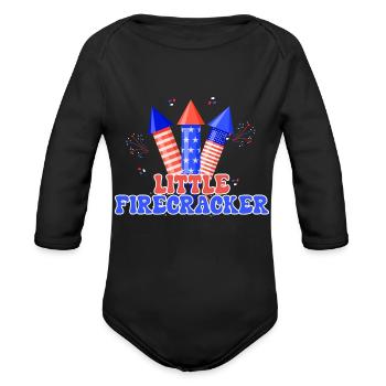 Little firecracker - Organic Long Sleeve Baby Bodysuit - black - Front
