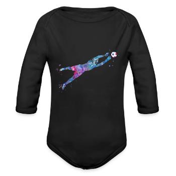 Soccer Player Goalkeeper Man - Organic Long Sleeve Baby Bodysuit - black - Front