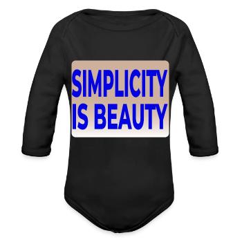 SIMPLICITY IS BEAUTY T-SHIRT - Organic Long Sleeve Baby Bodysuit - black - Front